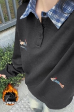 新款银狐绒宽松480g重磅刺绣假两件卫衣男W5380J加绒-特P45控88，男装卫衣，电商A001