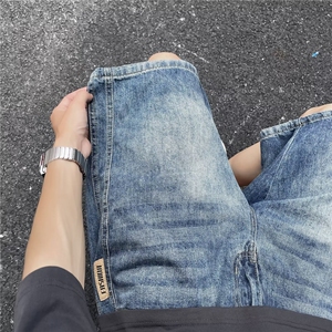 牛仔短裤男夏季薄款宽松潮流外穿浅色牛仔五分裤子 D820图片
