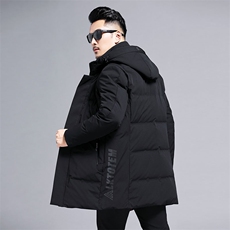 2024新款冬装中年高端90%白鸭绒羽绒服大衣男加厚脱卸帽羽绒外套，男装羽绒服，钱塘723
