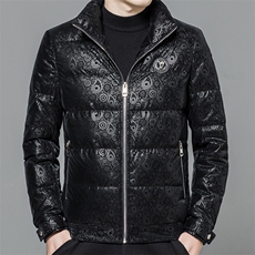 新款男士立领休闲羽绒服冬季加厚保暖白鸭绒外套中年宽松休闲上衣，男装羽绒服，电商B212（原钱塘6029）