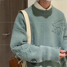 秋冬情侣款新款针织衫圆领毛衣男装港风宽松外套X5597-P85限108，男装针织衫/毛衣，电商A061-1