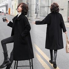 双面尼羊毛大衣2021年新款赫本风冬装高档中长款双面尼含羊绒大衣，女装毛呢外套，海爱依仁
