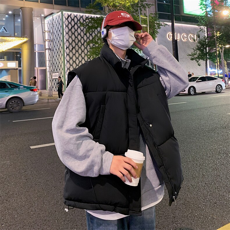 冬季棉马甲男潮流休闲纯色立领棉背心加厚外套男A266-WMJ8633-P45图片
