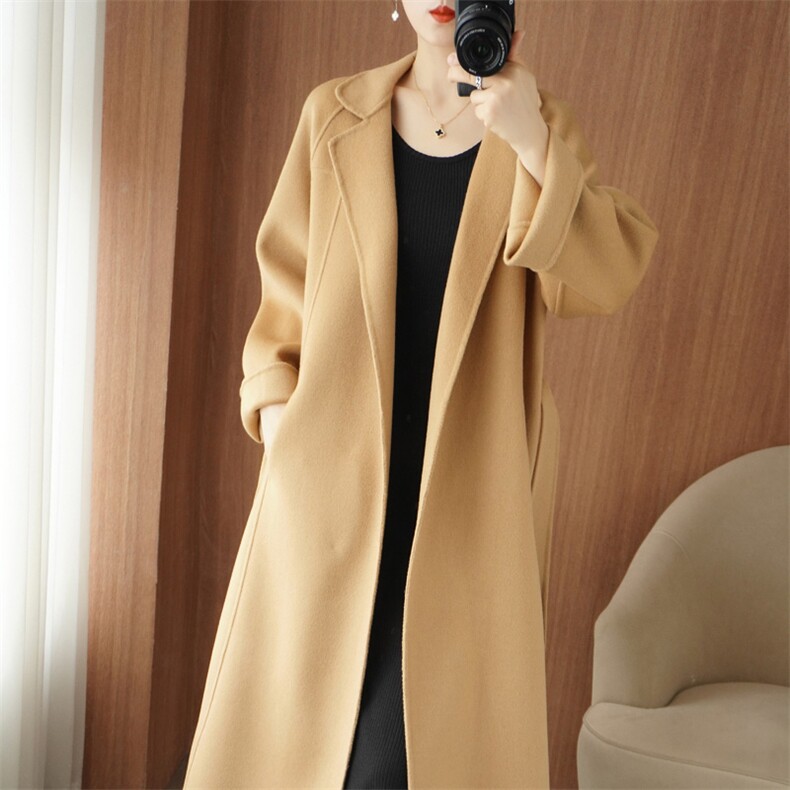 时髦洋气配大衣内搭高领毛衣修身显瘦时尚堆堆领打底衫羊毛针织衫，女装双面呢大衣，悦洋羊绒