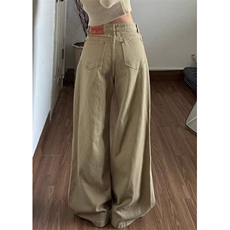 卡其色弯刀牛仔裤女冬季2026设计感高腰宽松阔腿裤子NA9135，男装牛仔裤，星座1116A（原606A-3）