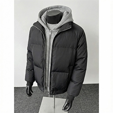 现货高品质重磅工艺美式高街假两件PU皮棉衣男女加厚棉服外套，男装棉衣，电商A443