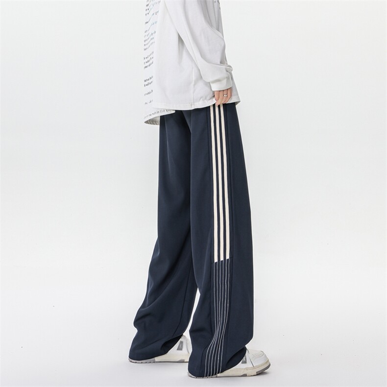 8XL-M三条杠运动裤大码直筒长裤美式街头阔腿裤休闲卫裤KZ1905P58,男装休闲裤,电商B238
