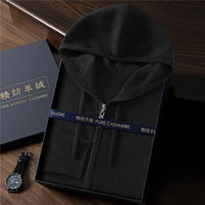 2025年秋季长袖时尚百搭通勤简约休闲帽衫，男装羊绒开衫，曼云男装羊绒