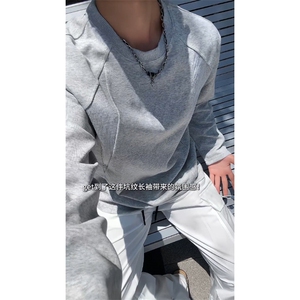 美式重磅外套男秋冬季潮牌设计感拼接卫衣高街痞帅情侣帽衫图片