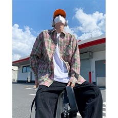 秋季新款QT2605-TP50控价88韩系高级感印花扎染休闲宽松衬衣男，男装衬衫，电商A102