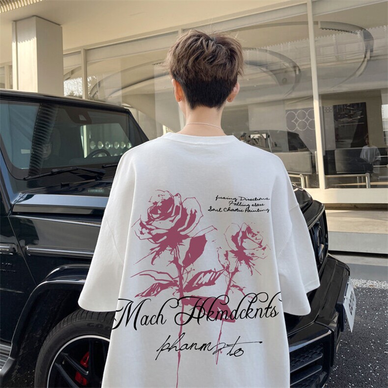 图案已注册夏季ins韩版情侣百搭短袖T恤男潮宽松半袖体恤D137/P25，男装T恤，电商B209