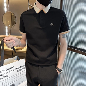 主推款短袖T恤翻领Polo衫单车刺绣轻奢高级感上衣D342-T0232-P55图片