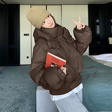 时尚设计感短款羽绒服女款冬季2025新款小个子洋气面包服连帽外套，女装羽绒服，2C316