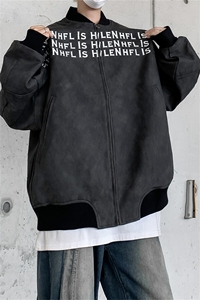 美式高街立领夹克外套男女秋冬季节hiphop潮牌字母印花棉服棒球服图片