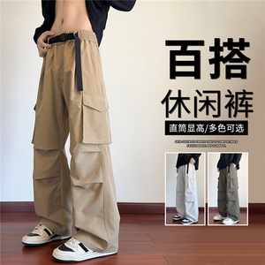 抖音品质宽松直筒休闲裤男潮牌速干工装裤A146-GY590特p26量大优图片