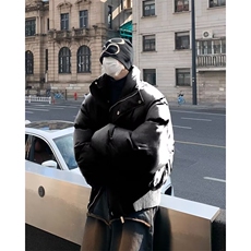 美式短款棉服时尚立领加厚棉衣男冬季潮牌设计宽松面包服百搭棉袄，男装棉衣，星座601-2