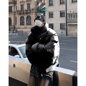 美式短款棉服时尚立领加厚棉衣男冬季潮牌设计宽松面包服百搭棉袄图片