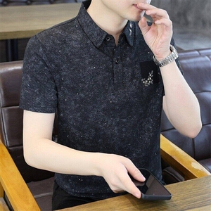25081-P40夏季时尚休闲T恤男潮牌扎染短袖POLO衫图片