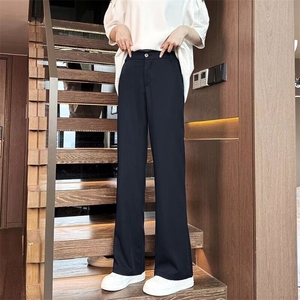 W9685-P43 网图现货 直筒微弹西裤高质量长裤中腰流行常规青少年图片