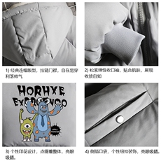 MY16048-P100加厚加绒连帽衣男大码服男面包服男网格挂拍，男装棉衣，电商A040A