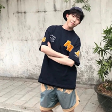 万针全刺绣工艺抖音得物高品质260克重磅纯棉双纱美式高街短袖T恤，男装T恤，电商A486-1