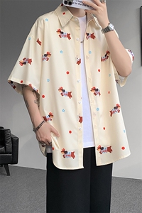 8XL-M腊肠狗花衬衫男短袖夏季冰丝薄款花衬衣寸衫外套DC28003P38图片