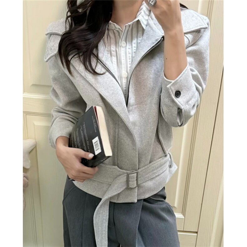 美式复古绑带正肩夹克男款秋冬可切换领型短款毛呢外套JB1043，男装夹克，星座1116A（原606A-3）