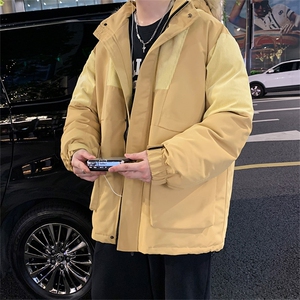 港风2026新品冬季宽松撞色棉服派克服毛领冬装加厚外套D009-P145图片