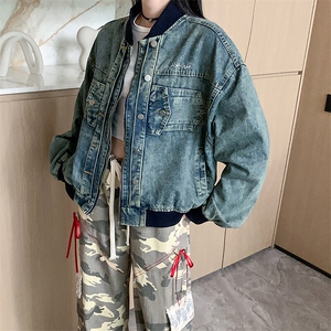 水洗复古美式牛仔外套女高街潮牌宽松情侣休闲宽松百搭 NZ057-P98图片