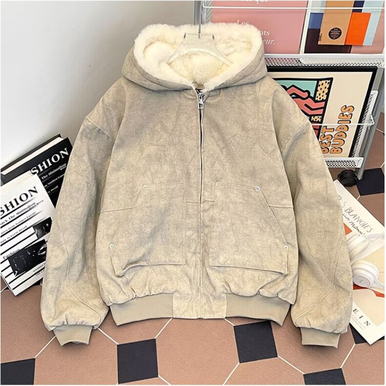 【量大价格可谈】美式加绒加厚男女冬季羊羔毛棉服外套W95P109,男装棉衣,星座1112-1
