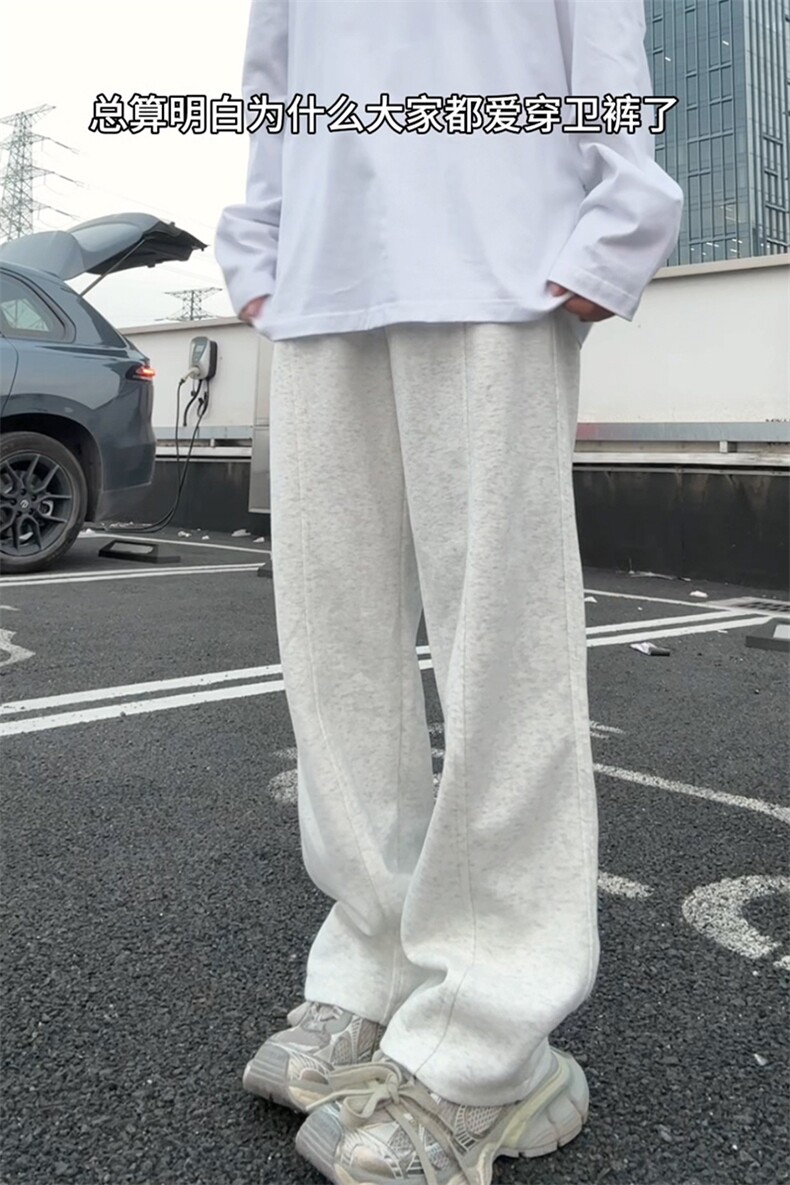 秋冬休闲裤百搭卫裤美式斜切加绒加厚弯刀裤微喇长裤K3669-特P35,男装休闲裤,电商B295