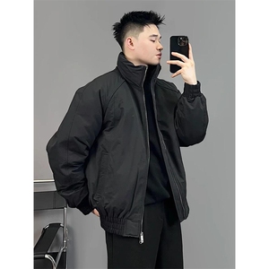 现货美式高街休闲夹克冬季三防立领纯色户外工装加厚棉服外套图片