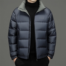 羽绒服男士冬季新款保暖加厚鹅绒立领纯色外套中年商务休闲冬装，男装羽绒服，电商B212（原钱塘6029）