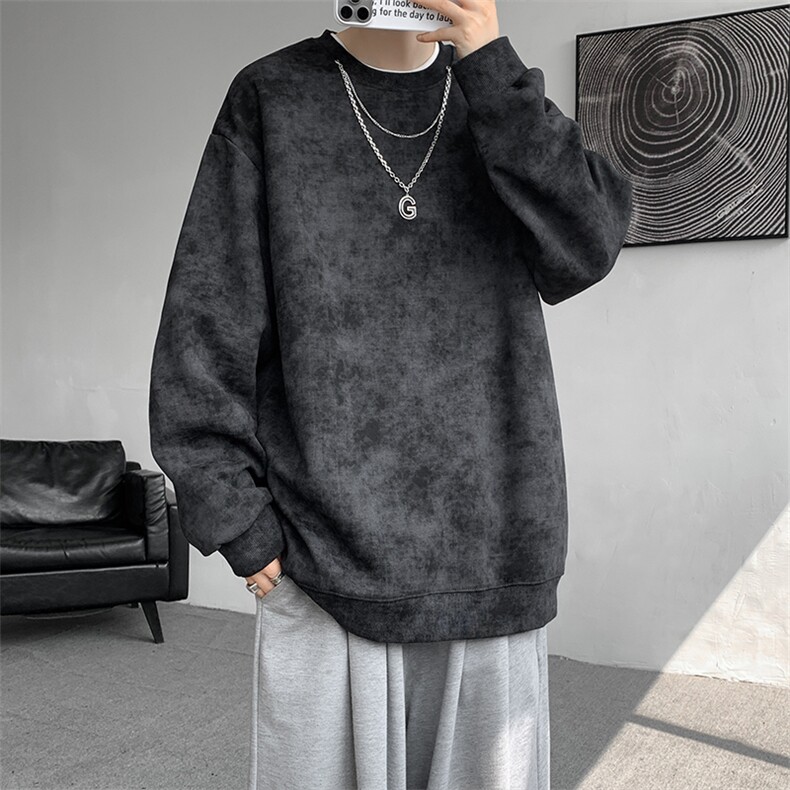 现货10087特批40加绒特批50设计感扎染百搭圆领卫衣【带项链】,男装卫衣,电商A059