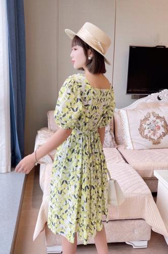 DG888欧洲站夏季女装时尚方领法式气质甜美显瘦连衣裙,女装连衣裙,L·H·X