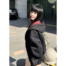 重磅高品质硬挺boxy26春装美式高街结构撞色拼接连帽卫衣开衫外套，女装短外套，电商A486