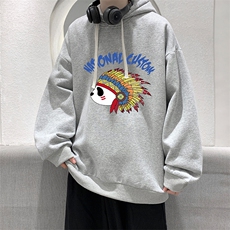 WY2196-P35加绒款-P40纯棉连帽卫衣男大码运动帽衫宽松薄外套男，男装卫衣，电商A040