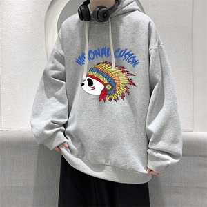WY2196-P35 加绒款-P40 纯棉连帽卫衣男大码运动帽衫宽松薄外套男图片