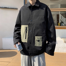 男士翻领夹克春秋季新款潮流拼接工装休闲外套JK07605-P55，男装夹克，星座308B-1