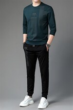 2023春秋季新款男套装薄款长袖圆领t恤上衣中青年休闲运动两件套，男装休闲套装，电商B212（原钱塘6029）