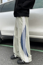 8XL-M加绒加厚条纹工装裤束脚休闲阔腿美式运动裤男K9116P58控78，男装休闲裤，电商D206-1