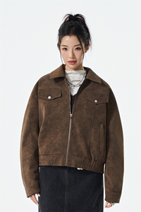 男女潮牌泡泡袖扎染防水皮夹克休闲外套皮衣A406 JK5623 P90图片