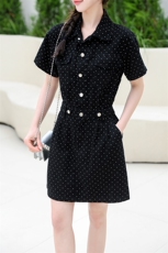 现货经典小圆点夏季女2024新款小众设计感港风小个子牛仔连衣裙，女装连衣裙，跑量工厂店