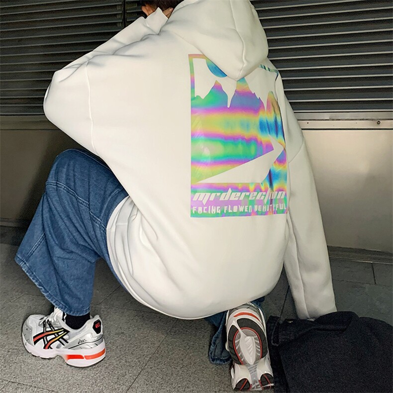 910A-Y202秋冬新款反光连帽卫衣潮嘻哈街头情侣中性外套,男装卫衣,星座910A