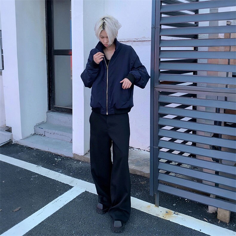 美式高街复古老钱风薄款夹克冲锋衣男女纯色休闲宽松boxy飞行外套,男装夹克,电商A443