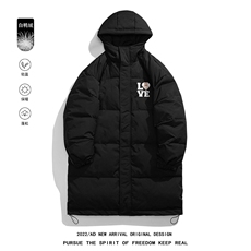 白鸭绒白底22冬季潮流字母印花加厚长款连帽羽绒服YR1505P245K298，男装羽绒服，电商A247-1