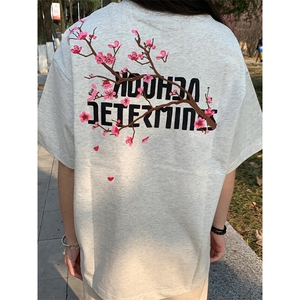 万针全刺绣工艺抖音得物高品质260克重磅纯棉双纱美式高街短袖T恤,半身纱裙的搭配鞋图片