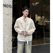 26春装高品质老钱风立领夹克外套男女美式潮牌拉链工装风宽松上衣，男装夹克，电商A486