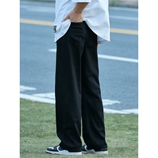 男士纯黑色牛仔裤新款宽松直筒长裤美式高街休闲新款裤子YZ88-P45，男装牛仔裤，星座509