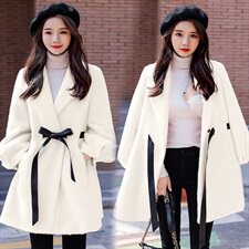 时尚显瘦长袖短款黄金貂毛呢大衣外套女秋冬季新款气质百搭外套，女装毛呢外套，天丝秀
